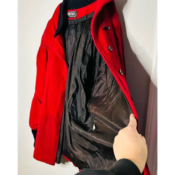 Vintage Portrait Red Wool Blend Sweater Cuff Button Front Jacket Size Medium - Picture 7 of 11